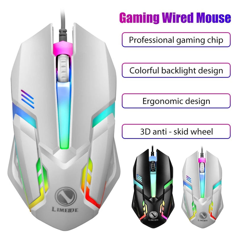 Mouse gamer com led luminoso (com fio e entrada usb)