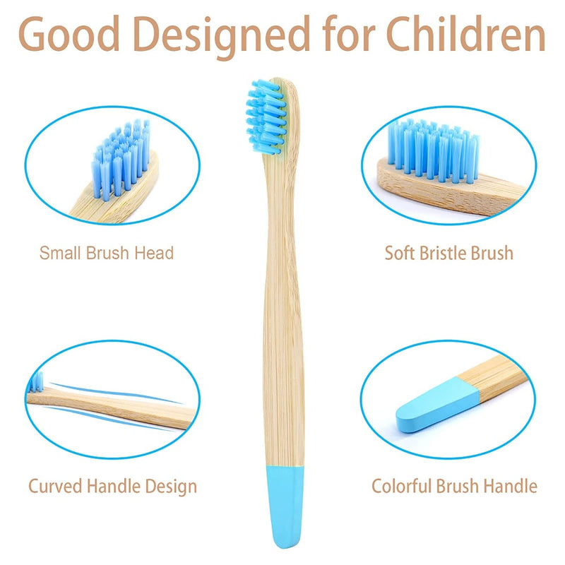 😁 Escova Infantil de Bambu - Kit com 10 escovas de dentes para crianças - Tons pastéis