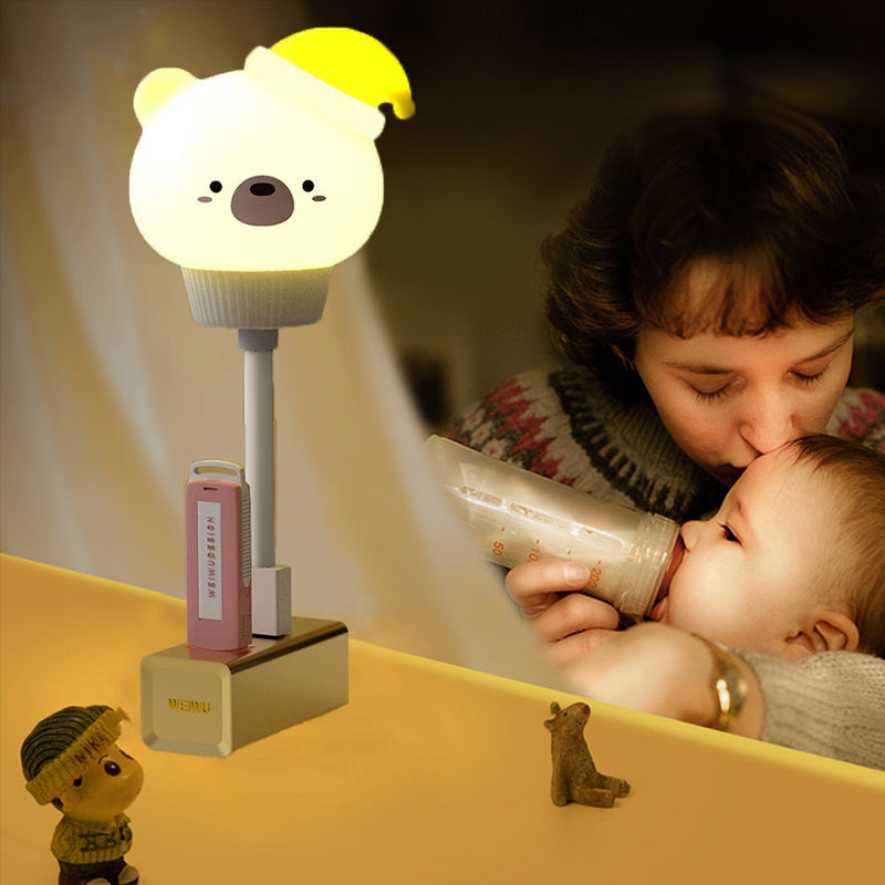 💡Abajur / mini luminária infantil de led portátil com entrada USB e controle remoto para quarto de bebê / criança