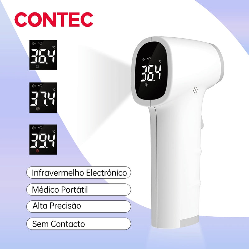 Termômetro digital de testa Contec para medir a temperatura de bebês, crianças e adultos sem contato